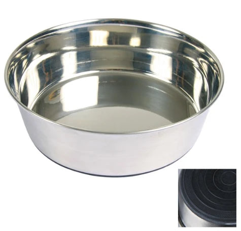Trixie Stainles Steel Bowl With RubberBase For Dogs-1L
