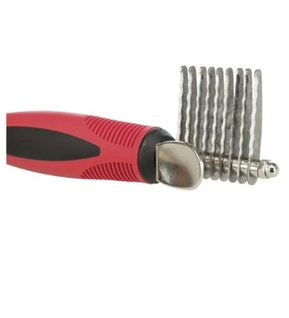 Trixie Plastic/Metal Fur Detangler Serrated Edge-RED/16CM